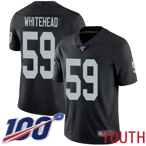 Oakland Raiders Limited Black Youth Tahir Whitehead Home Jersey NFL Football #59 100th Season Vapor Jersey->youth nfl jersey->Youth Jersey
